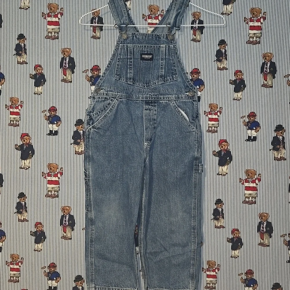 Vintage OshKosh B'gosh Blue Denim Carpenter Overalls for Kids Size 4/4T